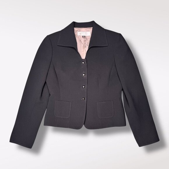 Tahari Arthur S. Levine Black Blazer Jacket Button Front 4 Petite - Picture 7 of 10